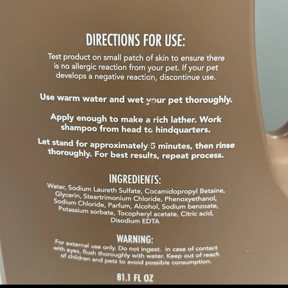 Sand + Paws Coconut & Lavender Pet Shampoo Conditioner w/ Vitamin E 81.1 Fl Oz - Picture 4 of 5